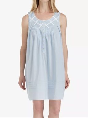 Eileen West Poetic Cotton Lawn Short Chemise with Lace Trim - Size L